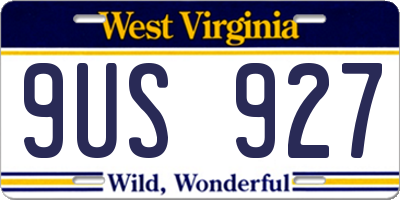 WV license plate 9US927