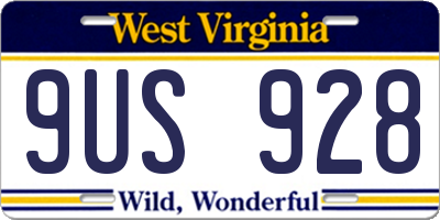 WV license plate 9US928