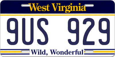 WV license plate 9US929