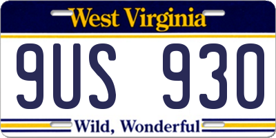 WV license plate 9US930