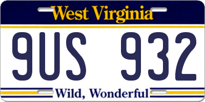 WV license plate 9US932