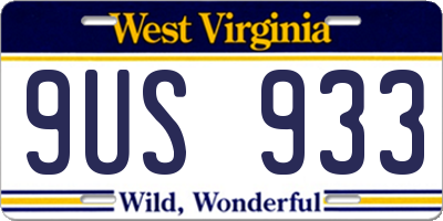 WV license plate 9US933