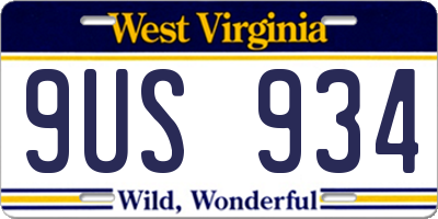 WV license plate 9US934