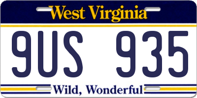 WV license plate 9US935