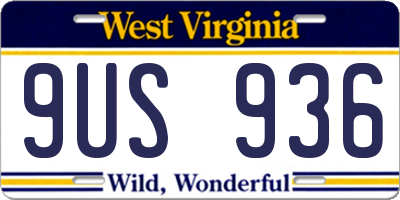 WV license plate 9US936