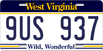 WV license plate 9US937