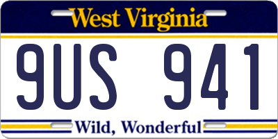 WV license plate 9US941