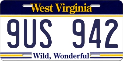 WV license plate 9US942