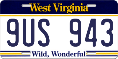 WV license plate 9US943