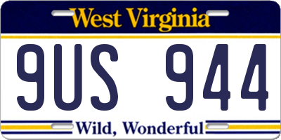 WV license plate 9US944