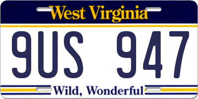 WV license plate 9US947