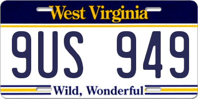 WV license plate 9US949