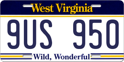 WV license plate 9US950