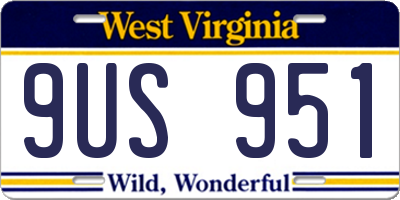 WV license plate 9US951