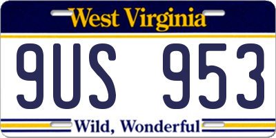WV license plate 9US953