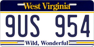 WV license plate 9US954