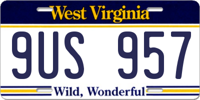 WV license plate 9US957