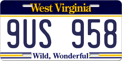 WV license plate 9US958