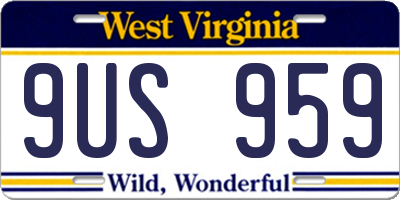 WV license plate 9US959