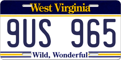 WV license plate 9US965