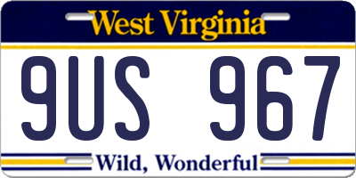 WV license plate 9US967