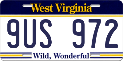WV license plate 9US972