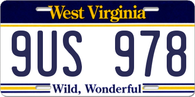 WV license plate 9US978