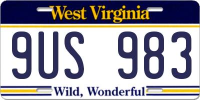 WV license plate 9US983