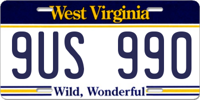 WV license plate 9US990