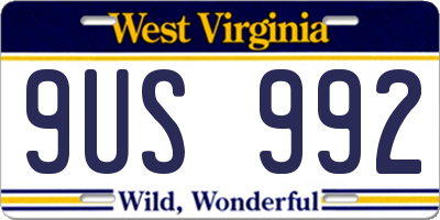 WV license plate 9US992