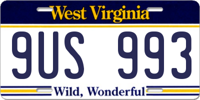 WV license plate 9US993