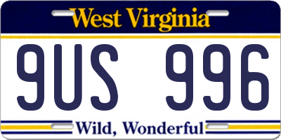 WV license plate 9US996