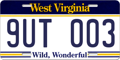 WV license plate 9UT003