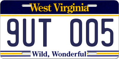 WV license plate 9UT005