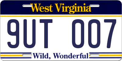 WV license plate 9UT007