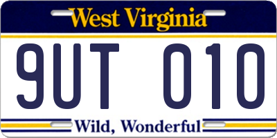 WV license plate 9UT010
