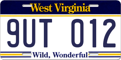 WV license plate 9UT012
