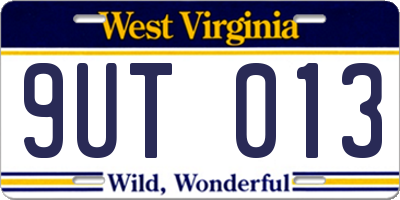 WV license plate 9UT013