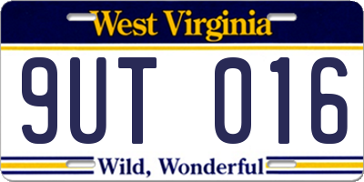 WV license plate 9UT016