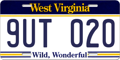 WV license plate 9UT020