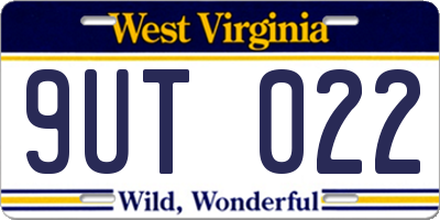 WV license plate 9UT022