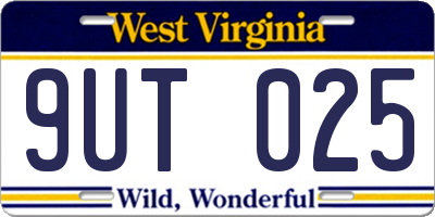 WV license plate 9UT025