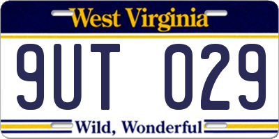 WV license plate 9UT029