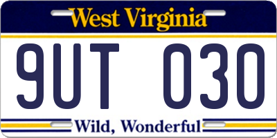 WV license plate 9UT030