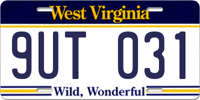 WV license plate 9UT031