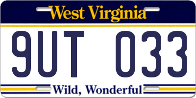 WV license plate 9UT033