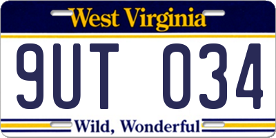WV license plate 9UT034