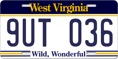 WV license plate 9UT036
