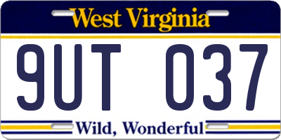 WV license plate 9UT037