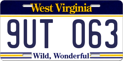 WV license plate 9UT063